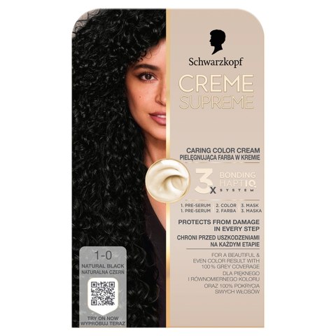 Schwarzkopf Creme Supreme farba do włosów odcień 1-0 Natural Black