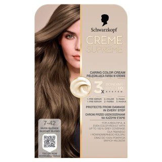 Schwarzkopf Creme Supreme farba do włosów odcień 7-42 Cool Ash Light Blonde