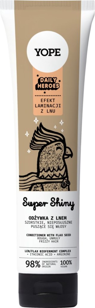 Yope Daily Heroes odżywka z lnem Super Shiny do włosów szorstkich, nieposłusznych i puszących się 170 ml