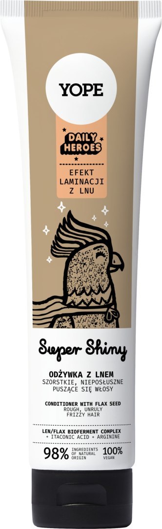 Yope Daily Heroes odżywka z lnem Super Shiny do włosów szorstkich, nieposłusznych i puszących się 170 ml