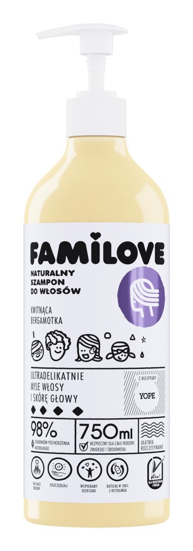 Yope Familove naturalny szampon do włosów - kwitnąca Bergamotka 750 ml