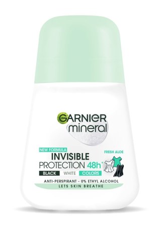 Garnier Mineral Dezodorant Roll-on Invisible Protection 48h Fresh Aloe - Black & White Colors Antyperspirant 50 ml