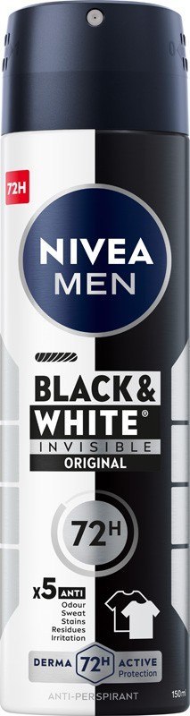 NIVEA MEN Black & White Invisible Original Antyperspirant w Sprayu 150 ml