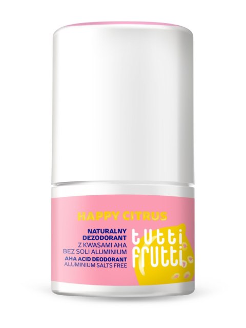 Farmona Tutti Frutti Happy Citrus Naturalny Dezodorant Kwasowy Bez Soli Aluminium + Kwasy Aha Antyperspirant Roll-on Kulka 50 ml