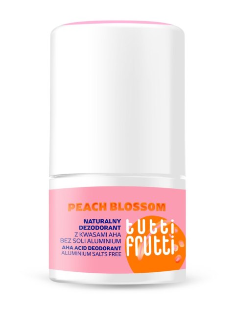 Farmona Tutti Frutti Peach Blossom Naturalny Dezodorant Kwasowy Bez Soli Aluminium + Kwasy Aha Antyperspirant Roll-on Kulka 50 m