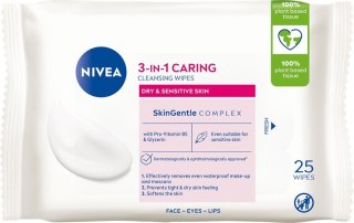 Nivea 3w1 Łagodzące chusteczki do demakijażu cera sucha i wrażliwa 25 szt.