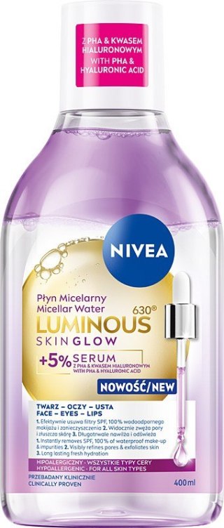 Nivea Luminous Skin Glow płyn micelarny z 5% serum 400 ml