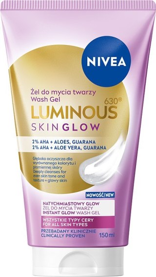 Nivea Luminous Skin Glow żel do mycia twarzy z aloesem i guaraną 150 ml