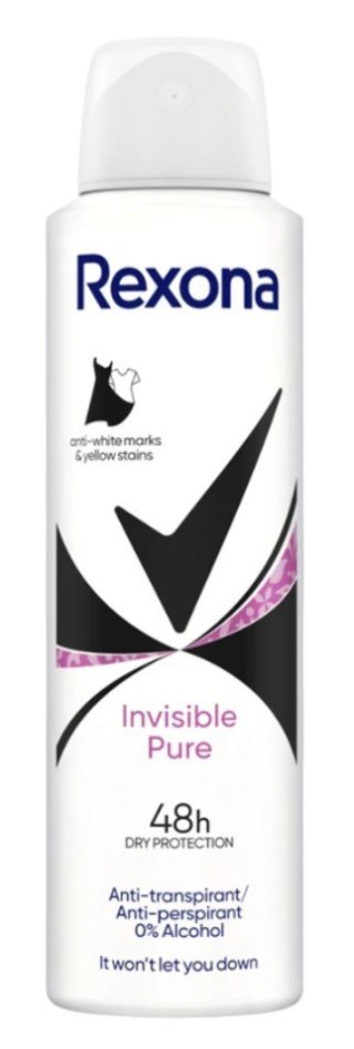 Rexona Invisible Pure Antyperspirant Damski w Sprayu 150 ml