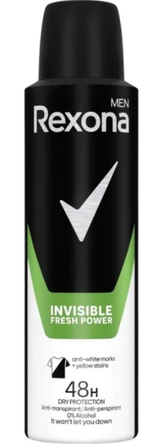 Rexona MEN Invisible Fresh Power Antyperspirant Męski w Sprayu 150 ml