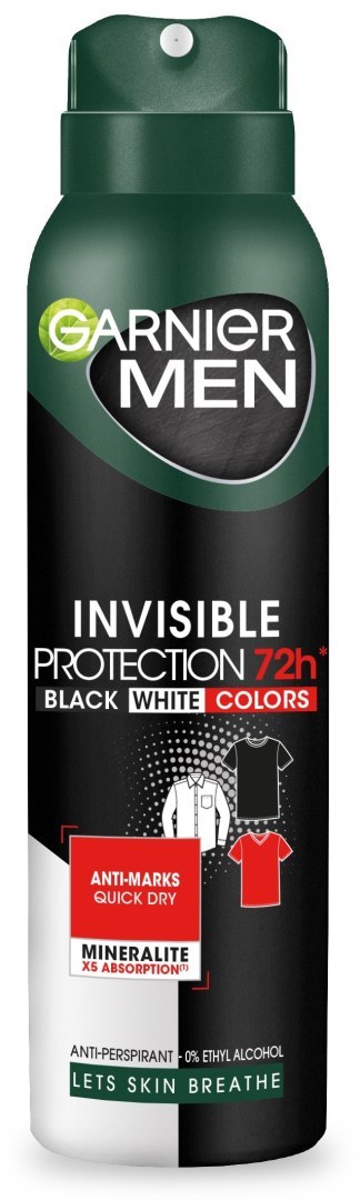 Garnier MEN Invisible Protection 72H Antyperspirant w Sprayu (Invisible) 150 ml