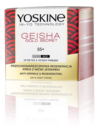 Yoskine Geisha Gold Secret 55+ liftingujący krem przeciwzmarszczkowy z kwasem hialuronowym 50 ml