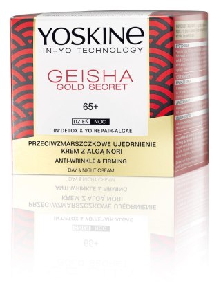 Yoskine Geisha Gold Secret 65+ ujędrniający krem przeciwzmarszczkowy z kolagenem na dzień i noc 50 ml