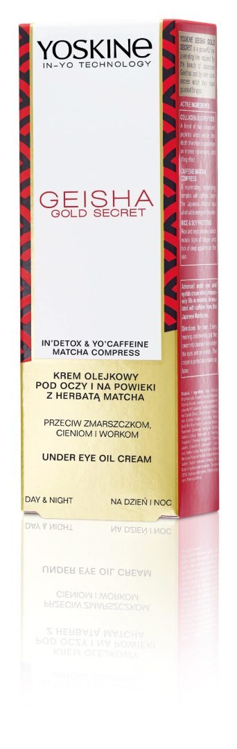 Yoskine Geisha Gold Secret wygładzający krem olejkowy pod oczy i na powieki z kofeiną 15 ml