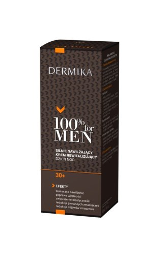 Dermika 100% for Men krem 30+ silnie nawilżający i rewitalizujący na dzień i noc 50 ml