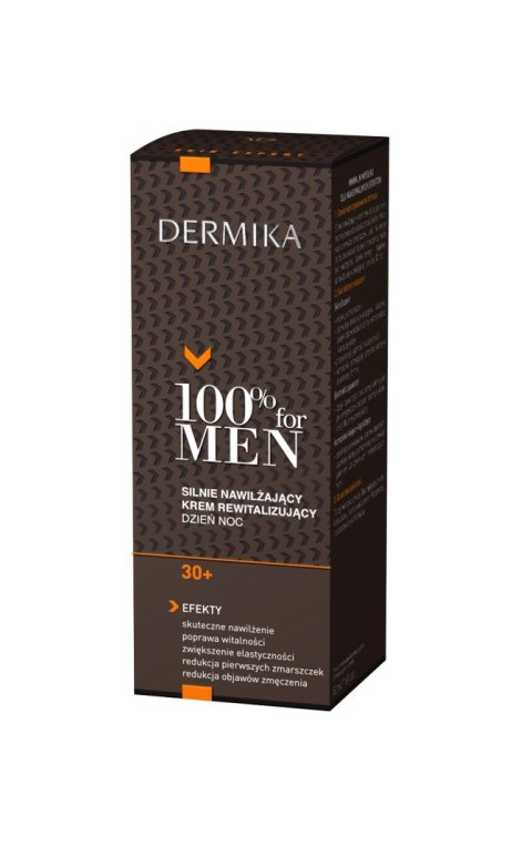Dermika 100% for Men krem 30+ silnie nawilżający i rewitalizujący na dzień i noc 50 ml