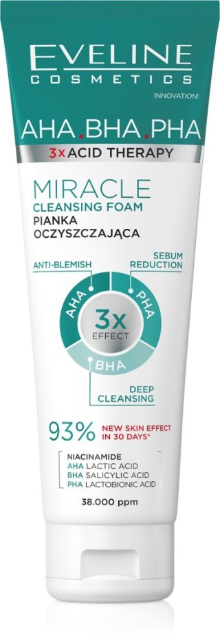 Eveline 3 x Acid Therapy pianka oczyszczająca do twarzy 140 ml