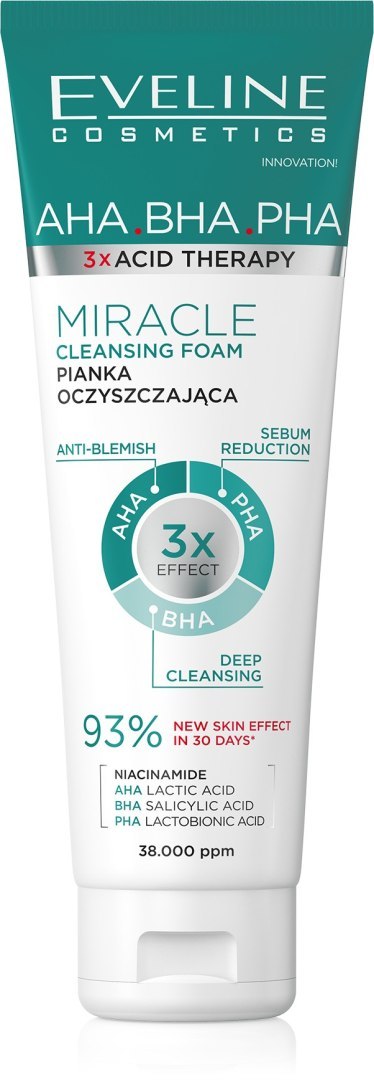 Eveline 3 x Acid Therapy pianka oczyszczająca do twarzy 140 ml