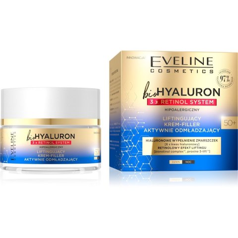 Eveline bioHYALURON 3xRetinol System 50+ liftingujący krem-Filler aktywnie odmładzający 50 ml