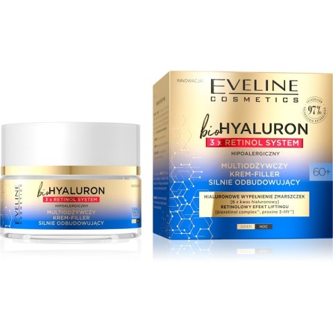 Eveline bioHYALURON 3xRetinol System 60+ Multiodżywczy krem-Filler silnie odbudowujący 50 ml