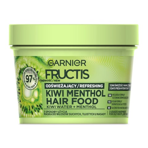 Garnier Fructis Hair Food maska odświeżająca do włosów suchych, tłustych u nasady - Kiwi Water + Menthol 400 ml