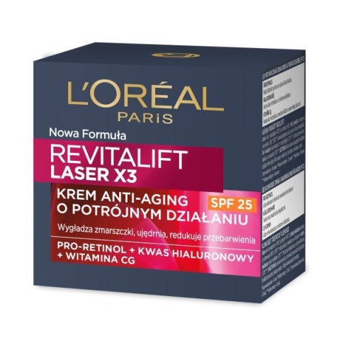 L'Oréal Paris Revitalift Laser x3 krem anti-aging SPF 25 na dzień o potrójnym działaniu 50 ml