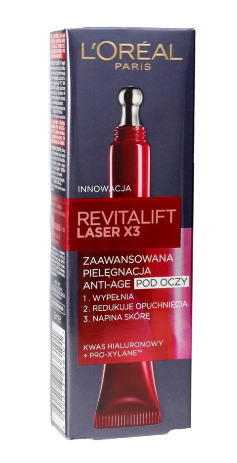L'Oréal Paris LOREAL Revitalift Laser x3 krem pod oczy anti-age o potrójnym działaniu 15 ml