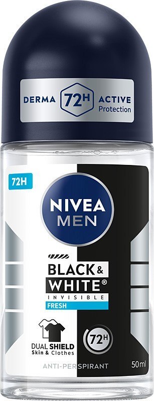 Nivea Black & White Invisible Antyperspirant w Kulce Fresh Roll-on Kulka dla Mężczyzn 50 ml