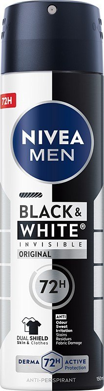 NIVEA NIVEA MEN Black & White Invisible Antyperspirant w Sprayu dla Mężczyzn Original 150 ml