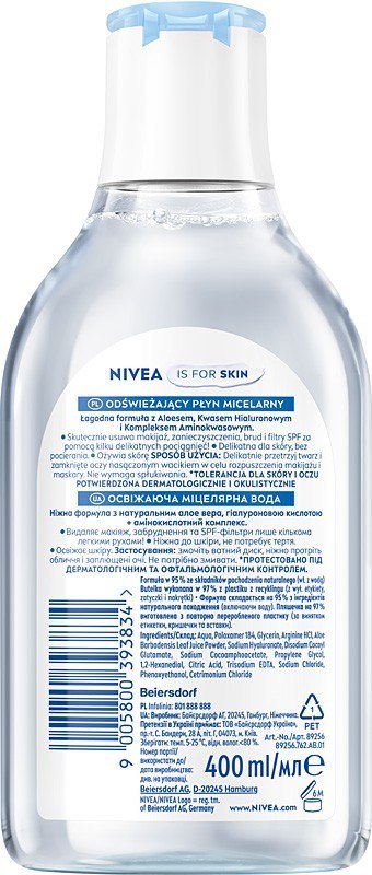 Nivea V płyn 400 ml micelarny cn 89256
