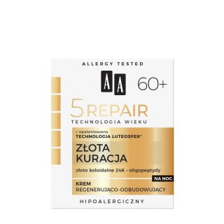 AA Technologia Wieku 5 Repair 60+ Złota Kuracja krem regenerująco-odbudowujący na noc 50 ml