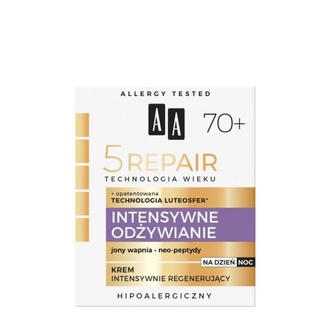 AA Technologia Wieku 5 Repair 70+ Intensywne Odżywianie krem intensywnie regenerujący na dzień i noc 50 ml
