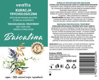 Venita trychologiczna kuracja przeciw wypadaniu włosów - Baicalina 100 ml