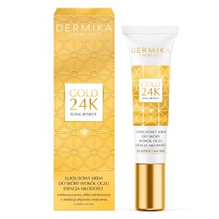 Dermika Luxury Gold 24K Total Benefit luksusowy krem do skóry wokół oczu - esencja Młodości na dzień i noc 15 ml