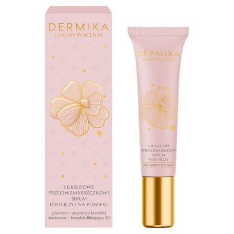 Dermika Luxury Placenta luksusowe przeciwzmarszczkowe serum pod oczy i na powieki 15 ml