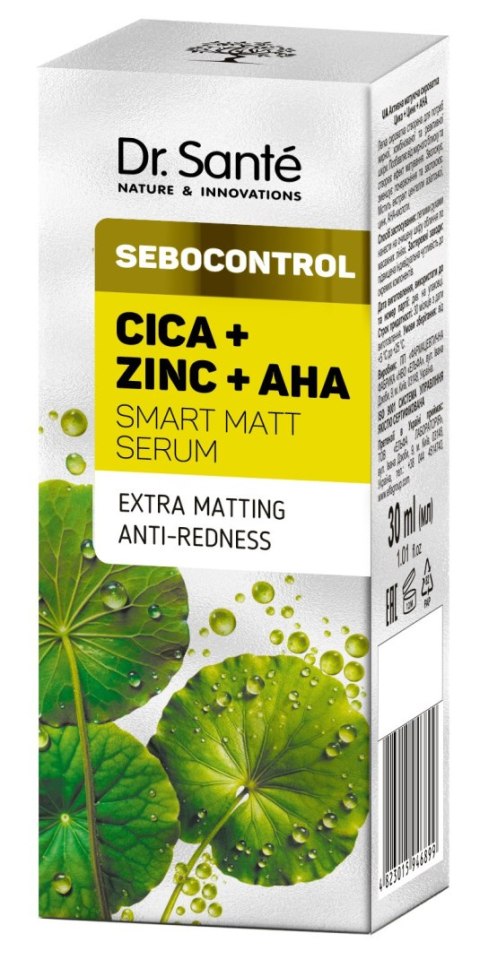Dr. Santé Sebocontrol Inteligentne serum matujące Cica + Zinc + AHA 30 ml