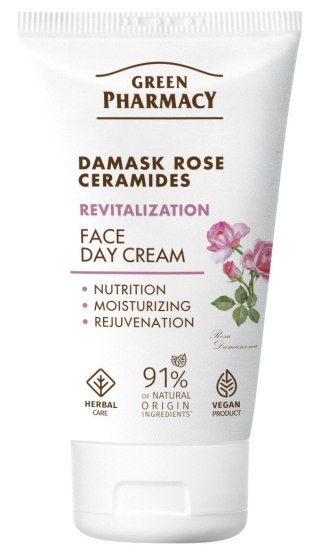 Green Pharmacy Róża Damasceńska + Ceramidy rewitalizujący krem na dzień 50 ml