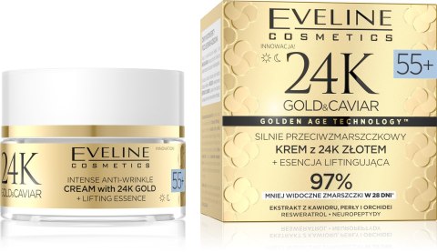 Eveline 24K Gold&Caviar krem silnie przeciwzmarszczkowy 55+ 50 ml