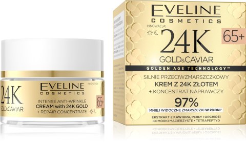 Eveline 24K Gold&Caviar krem silnie przeciwzmarszczkowy 65+ 50 ml