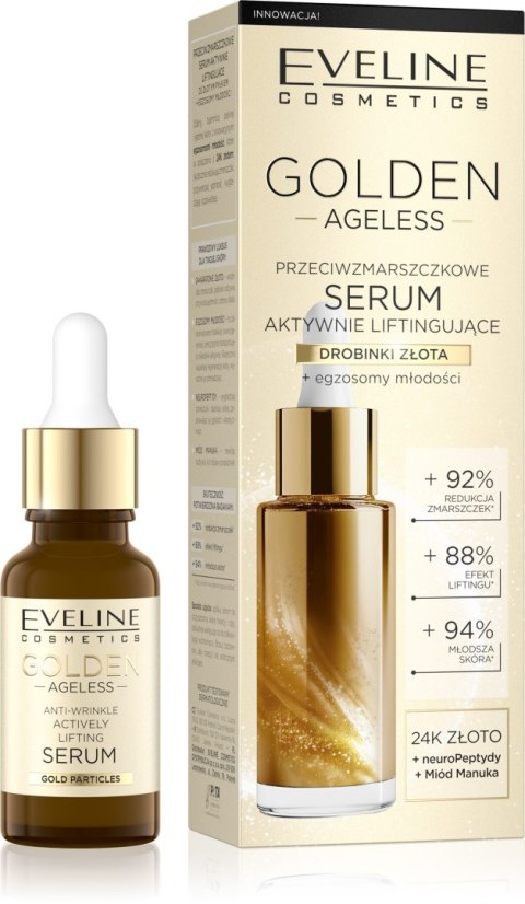 Eveline Golden Ageless przeciwzmarszczkowe serum aktywnie liftingujące z drobinkami złota 18 ml