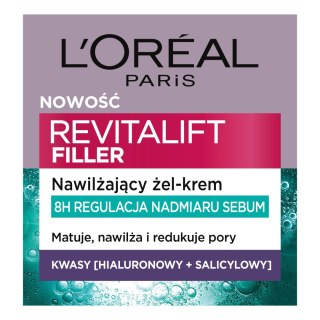 L'Oréal Paris Revitalift Filler nawilżający żel-krem regulujący nadmiar sebum na dzień z kwasem hialuronowym i salicylowym 50 ml
