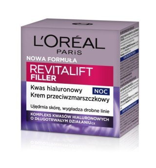 L'Oréal Paris Revitalift Filler 40+ krem przeciwzmarszczkowy z kwasem hialuronowym na noc 50 ml