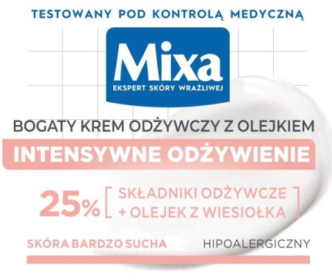 Mixa bogaty krem odżywczy z olejkiem 25% do cery suchej i wrażliwej, 50 ml