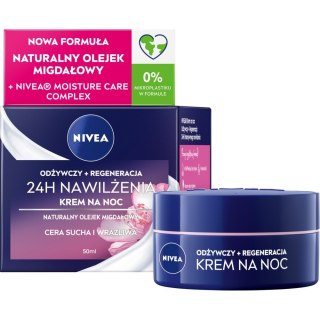 Nivea 24H Nawilżenia odżywczo-regenerujący krem na noc do cery suchej i wrażliwej 50 ml