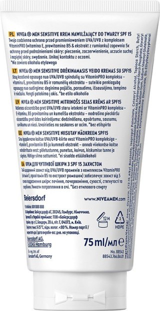 Nivea MEN krem 75 ml Sensitive d/twarzy SPF 15