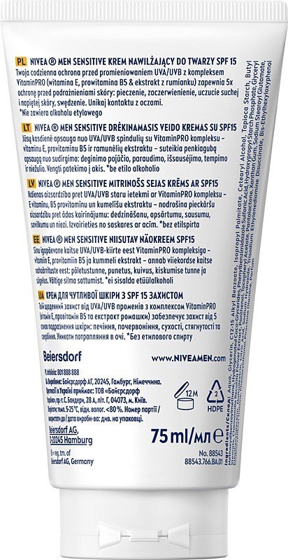 Nivea MEN krem 75 ml Sensitive d/twarzy SPF 15