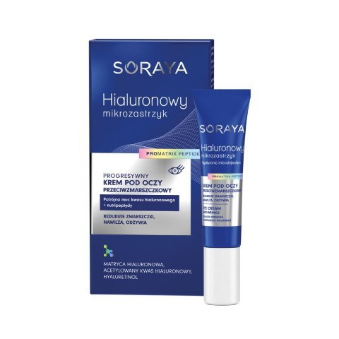 Soraya hialuronowy mikrozastrzyk Progresywny krem pod oczy przeciwzmarszczkowy 15 ml