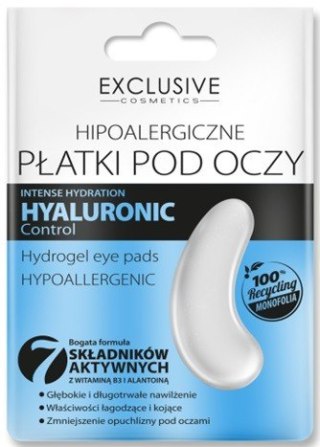 Exclusive Cosmetics Hyaluronic Control płatki hipoalergiczne pod oczy nawilżające 1 para
