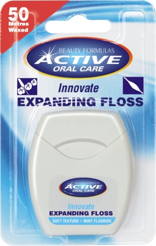 BEAUTY FORMULAS Beauty Formulas Active Oral Care Nić dentystyczna pęczniejąca miętowa z fluorem