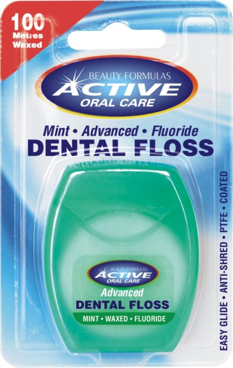 BEAUTY FORMULAS Beauty Formulas Active Oral Care Nić dentystyczna udoskonalona miętowa woskowana z fluorem